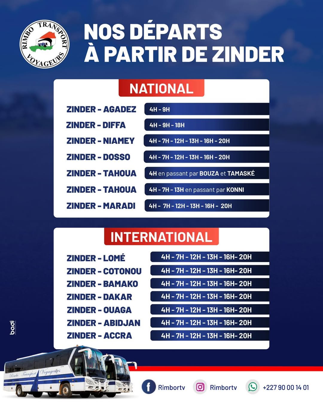 Programme de voyage à partir de ZINDER